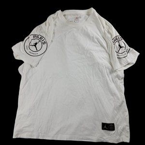 Nike Air Jordan Paris Saint Germain PSG Mens 2XL White Logo Shirt Short Sleeve